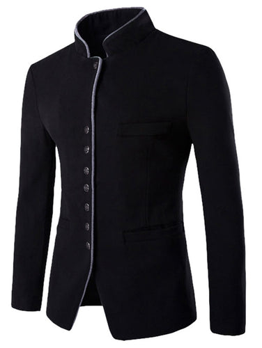 Stand Collar Single-Breasted Slimming Wool Blazer