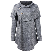 Load image into Gallery viewer, Long Sleeve Marled Button Capelet T-shirt