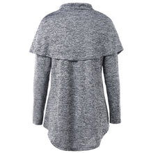Load image into Gallery viewer, Long Sleeve Marled Button Capelet T-shirt