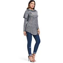 Load image into Gallery viewer, Long Sleeve Marled Button Capelet T-shirt
