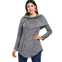 Load image into Gallery viewer, Long Sleeve Marled Button Capelet T-shirt