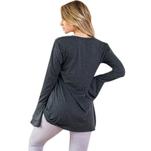 Load image into Gallery viewer, Round Collar Long Bell Sleeve Solid Color Asymmetric Loose Women T-shirt