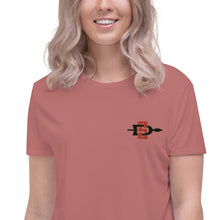 Load image into Gallery viewer, San Diego State University Embroidered Crop Tee